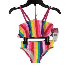 Kanu Surf Girl's 6 Striped Karlie Flounce Bikini Beach Two Piece Swimsuit B17-4